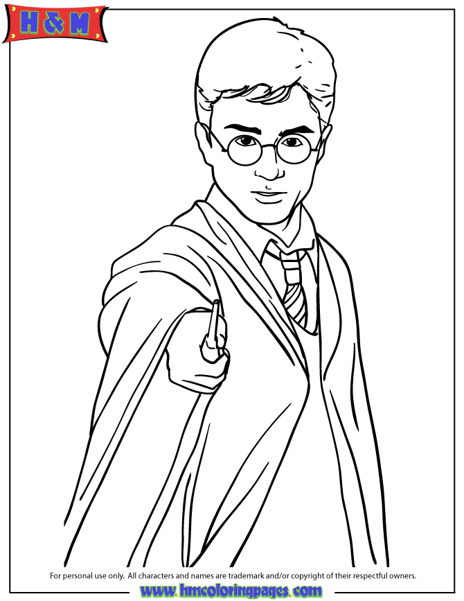 Harry Potter Holding Magic Wand Coloring Page | Free Printable 