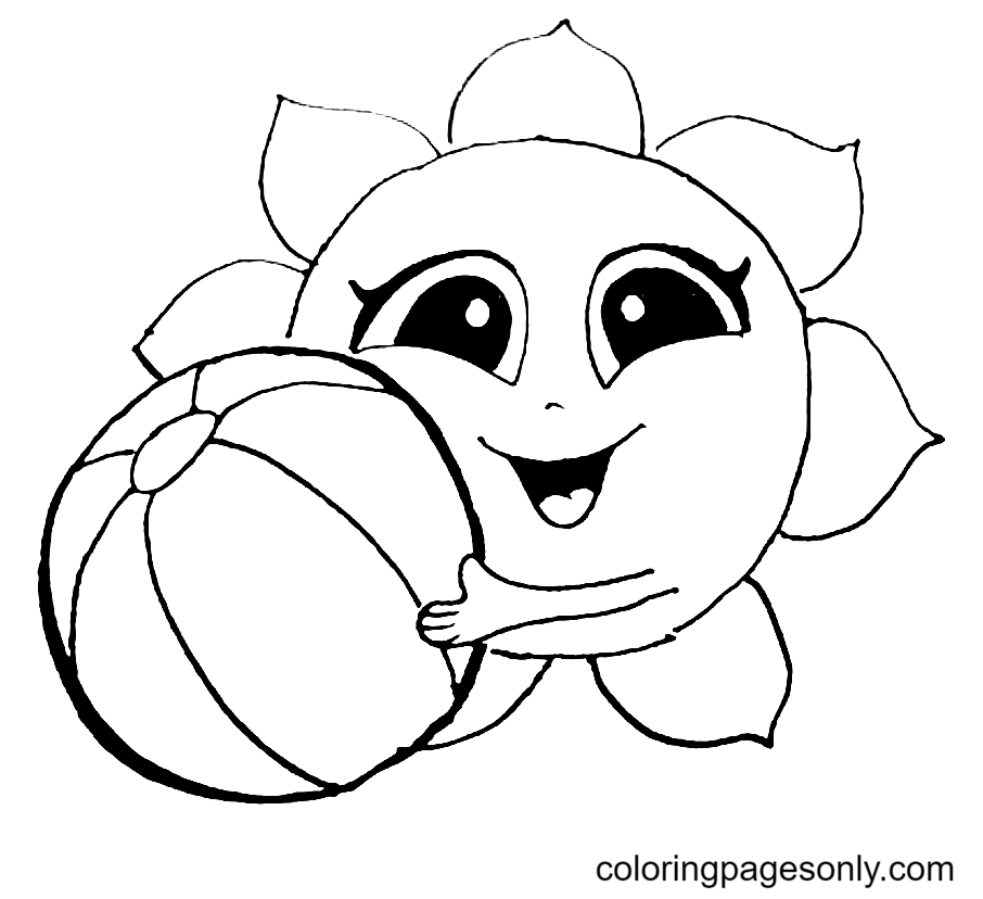 Sun with Beach Ball Coloring Pages - Beach Ball Coloring Pages - Coloring  Pages For Kids And Adults