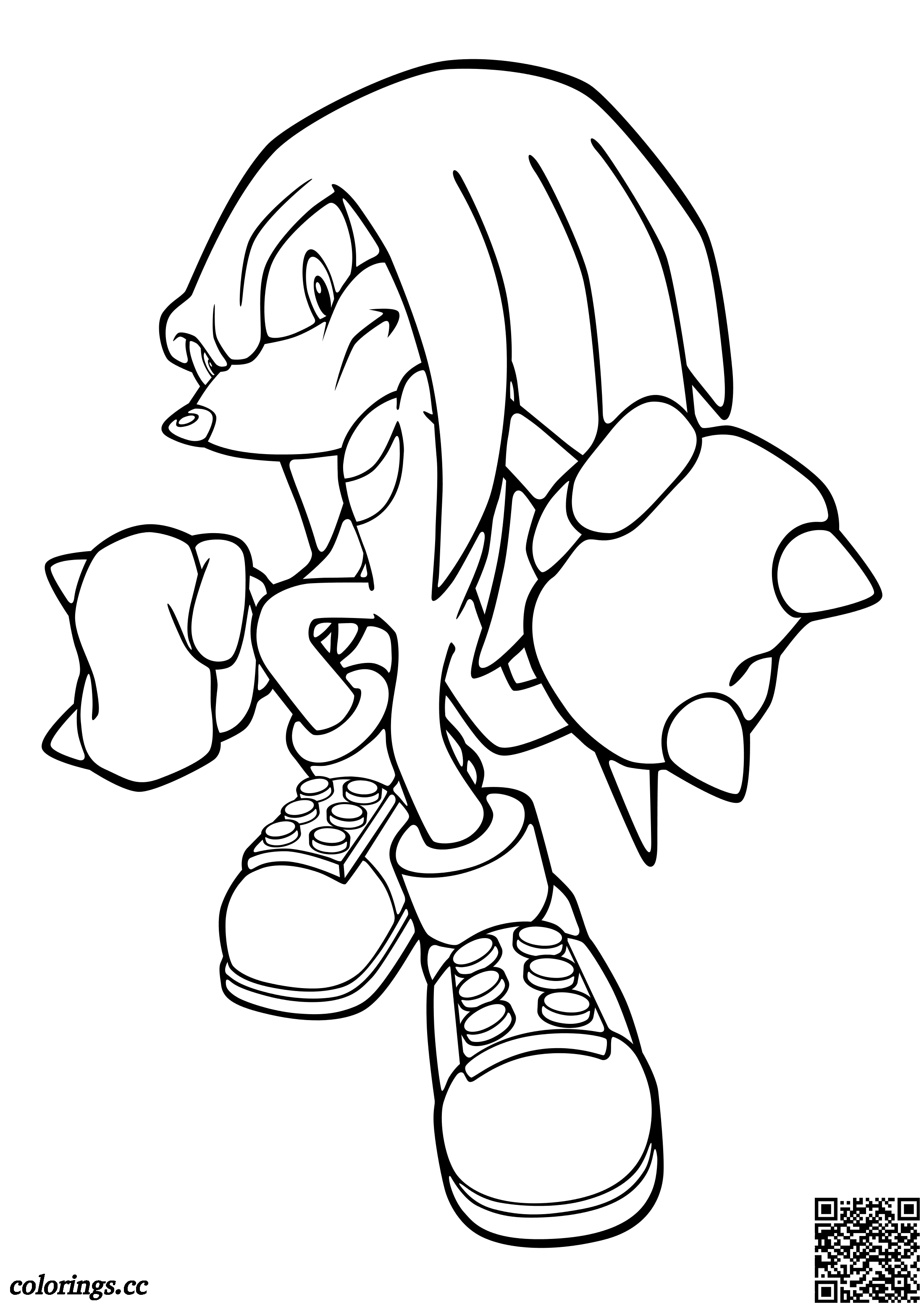 Knuckles the Echidna coloring pages, Sonic the Hedgehog coloring pages -  Colorings.cc