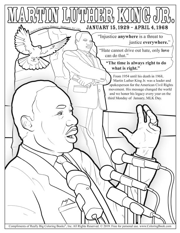 Free Online Coloring Pages - Martin Luther King Jr. - Really Big Coloring  Books