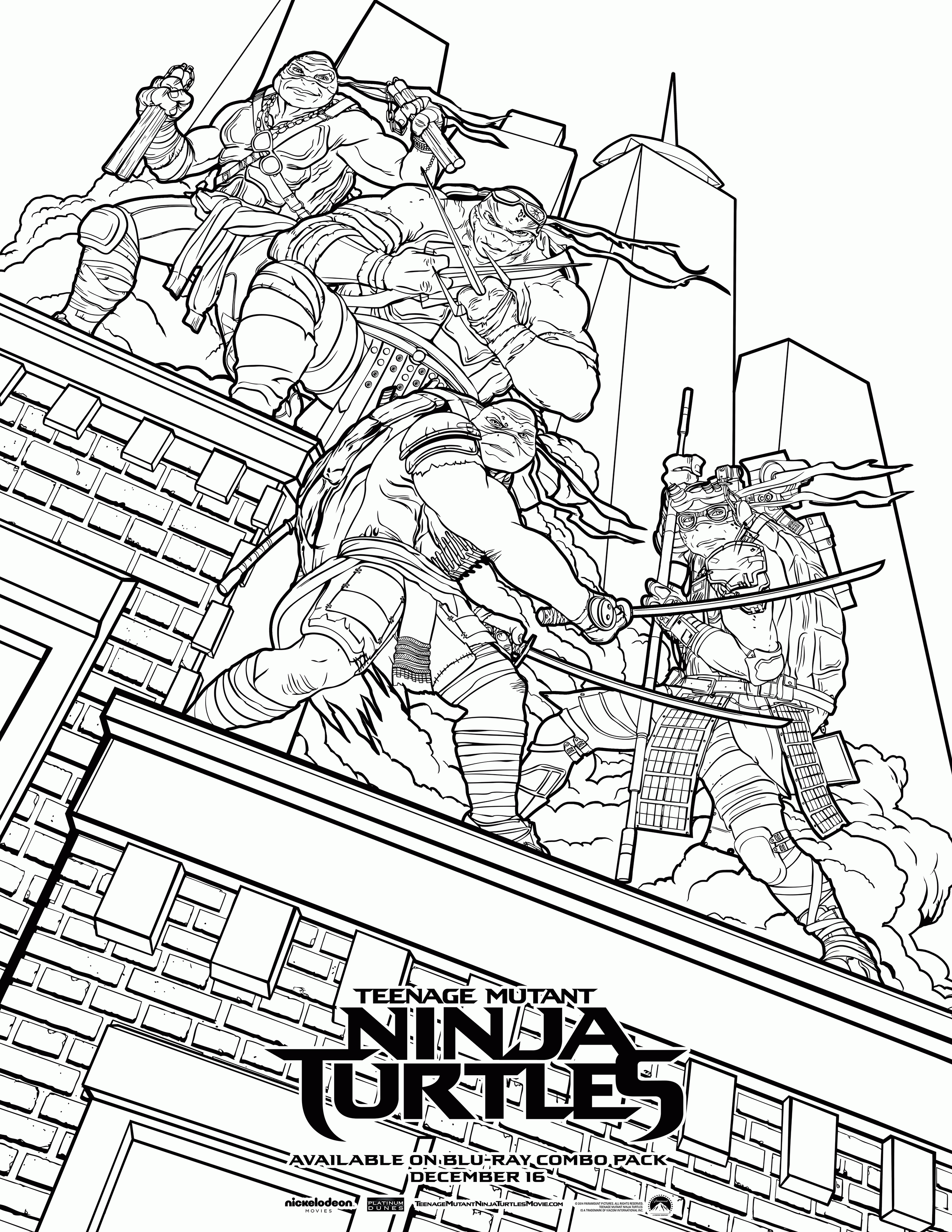 Classic Ninja Turtle Coloring Pages - Coloring Home