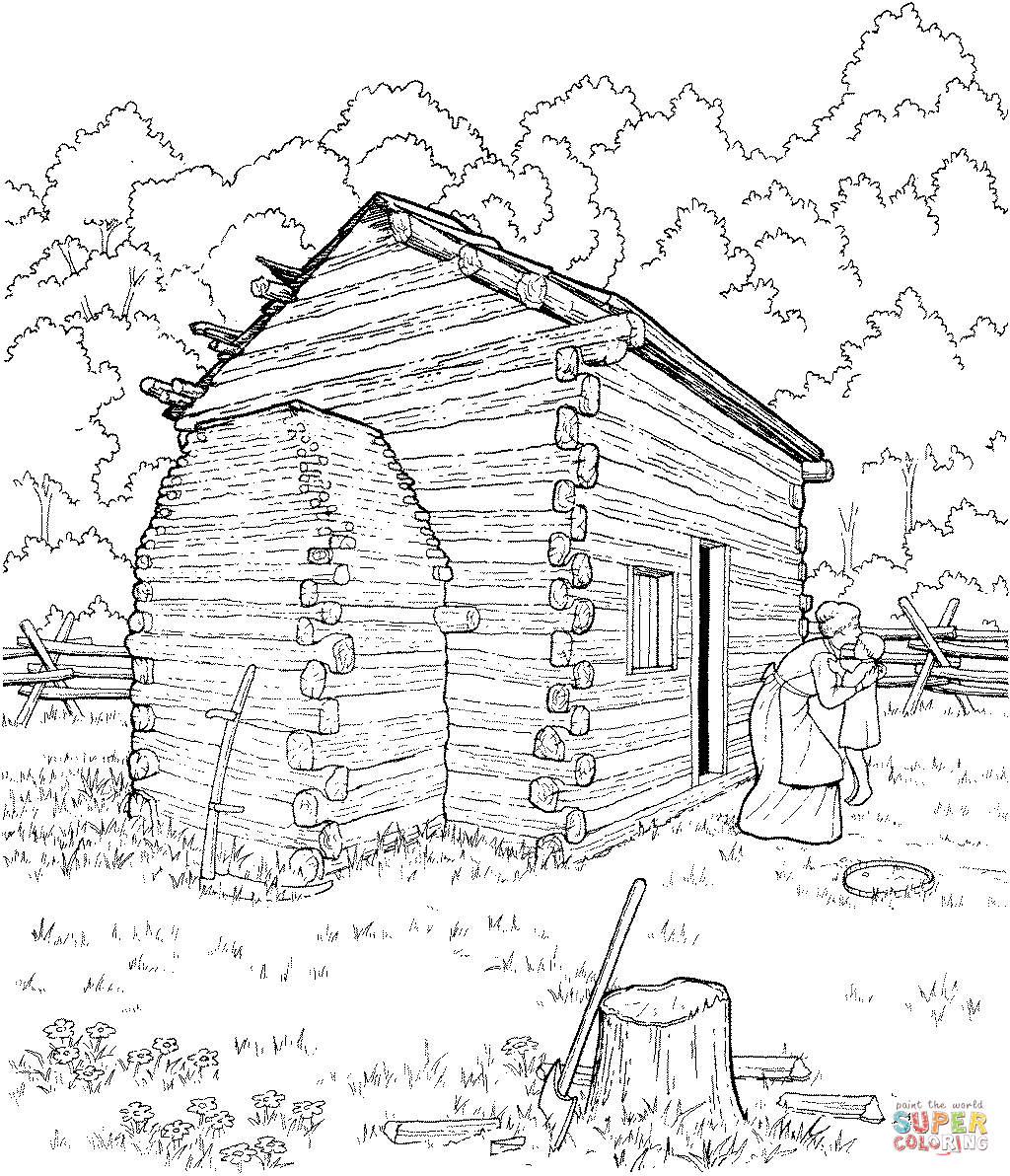 Log Cabin Coloring Pages - Coloring Home