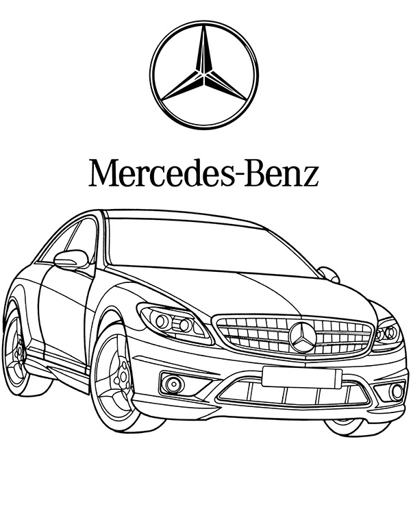 Mercedes car coloring sheet with logo