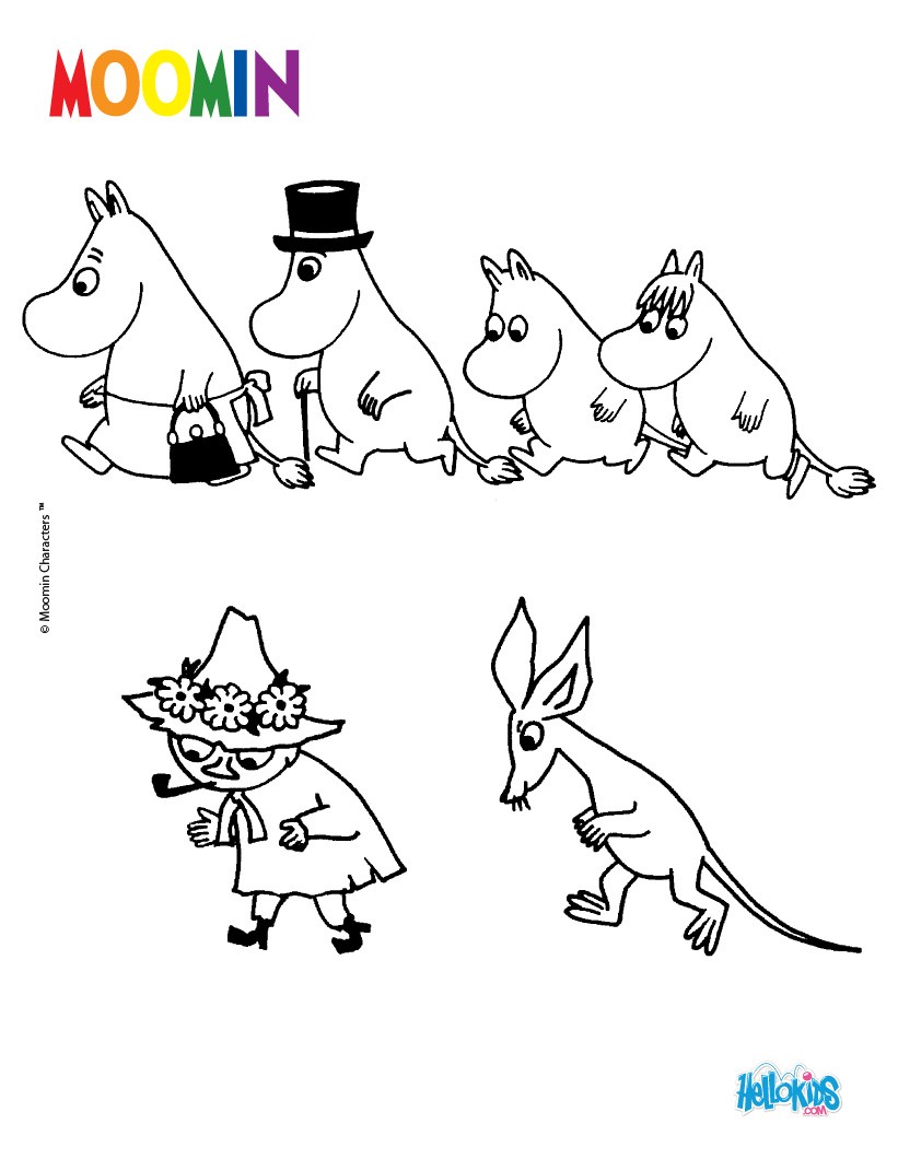 MOOMIN coloring pages - 8 free printables of cartoon characters to ...
