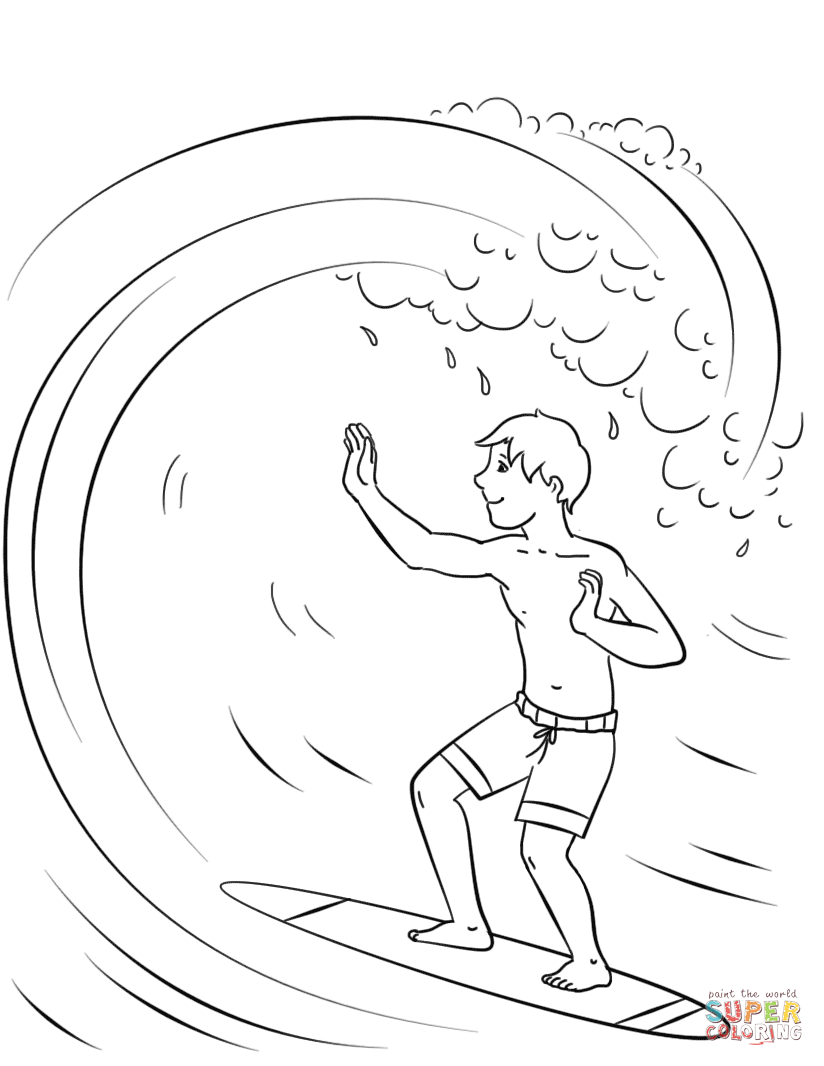 Surfing Boy coloring page | Free Printable Coloring Pages
