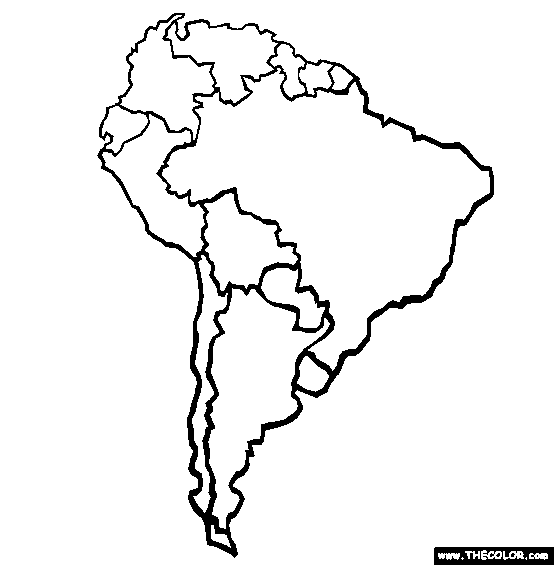 map of south america coloring page - Caflei