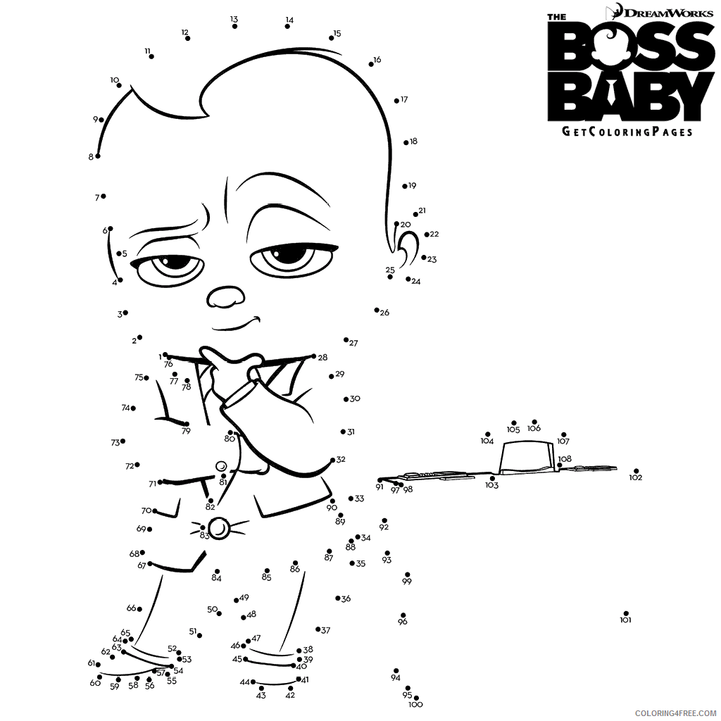 200 Dot to Dot Coloring Pages Printable Sheets Connect The Dots Boss Baby  2021 09 422 Coloring4free - Coloring4Free.com