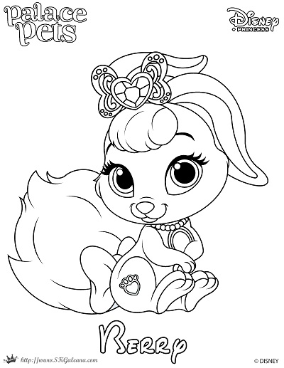 Free Coloring Page featuring Berry from Disney's Princess Palace Pets –  SKGaleana