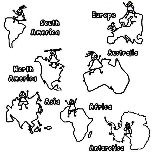 All Continents in World Map Coloring Page - Free & Printable ...