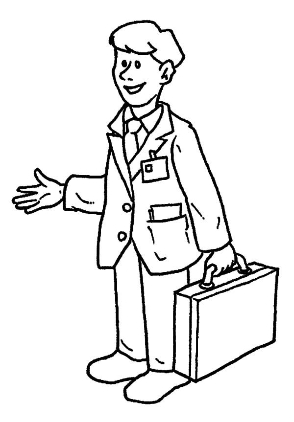 Business Man on Jobs Coloring Pages : Batch Coloring
