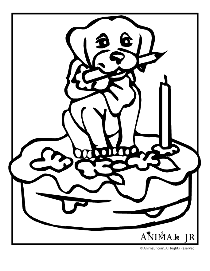 Cartoon Dog Birthday Coloring Pages for Kids