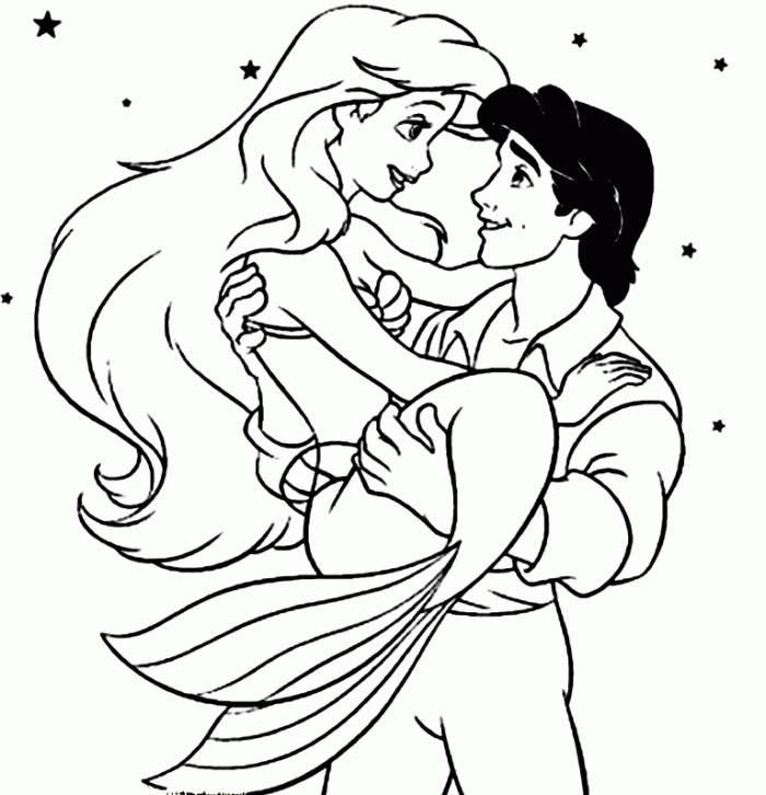 Ariel And Eric - Coloring Pages for Kids and for Adults