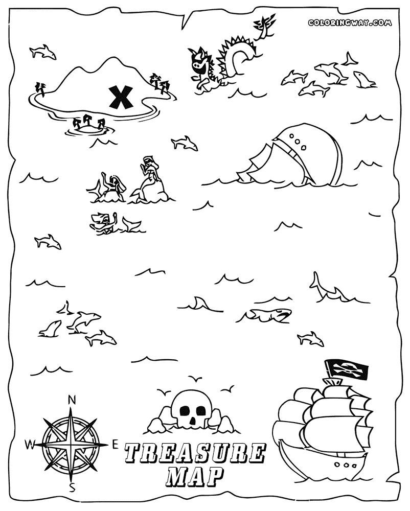 Treasure map coloring pages | Coloring pages to download and print