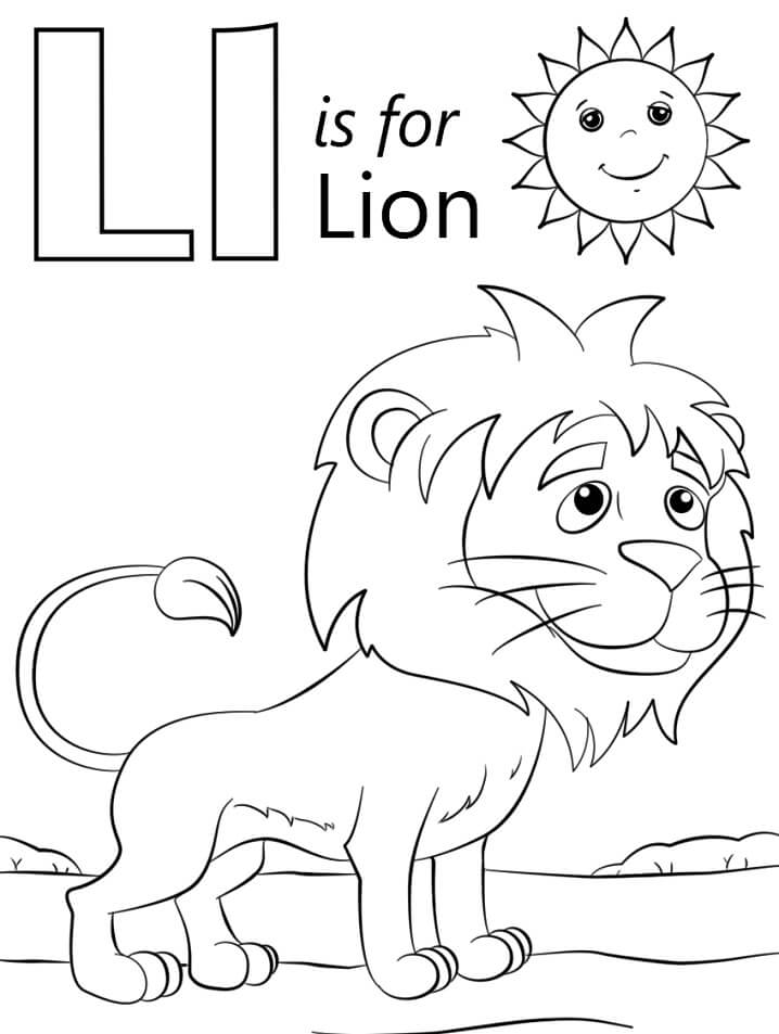 Lion Letter L Coloring Page - Free Printable Coloring Pages for Kids
