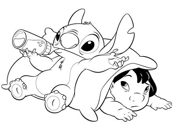 Lilo and Stitch Hugging Coloring Pages | ColoringMe.com