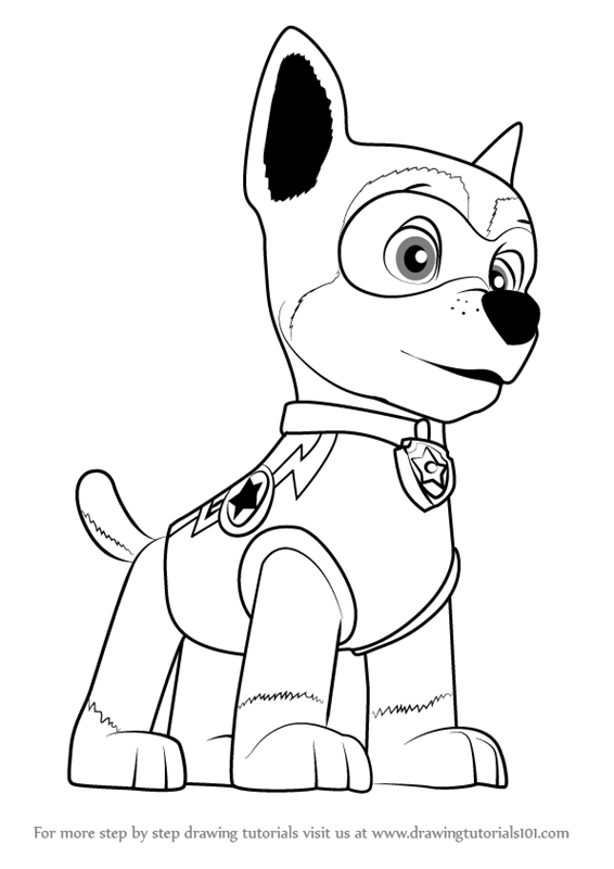 Learn How to Draw Super Chase from PAW Patrol (PAW Patrol) Step by Step :  Drawing Tutorials