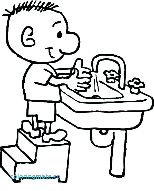 Hand Washing Coloring Pages For Preschoolers