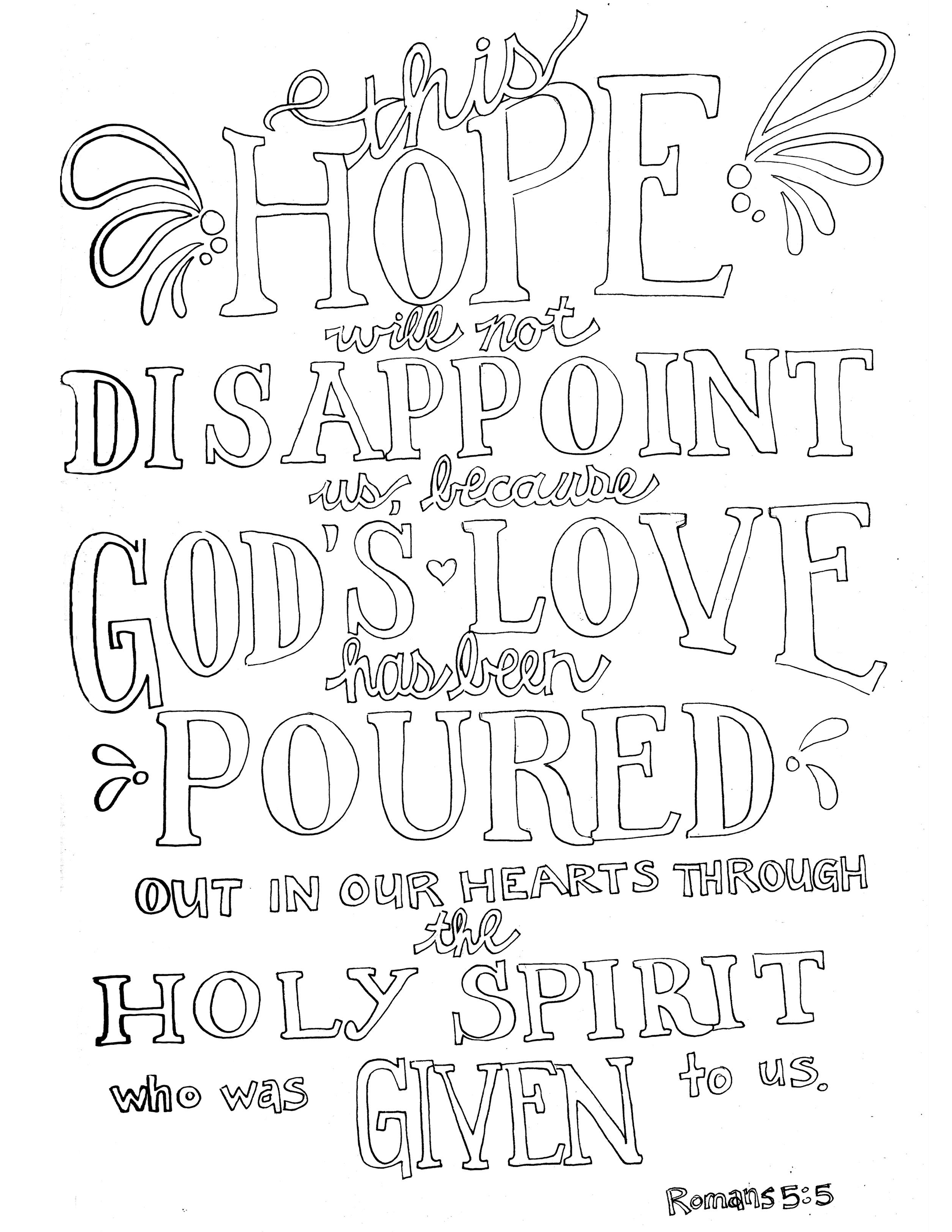 Sunday Coloring Page – Romans 5:5 | from victory road
