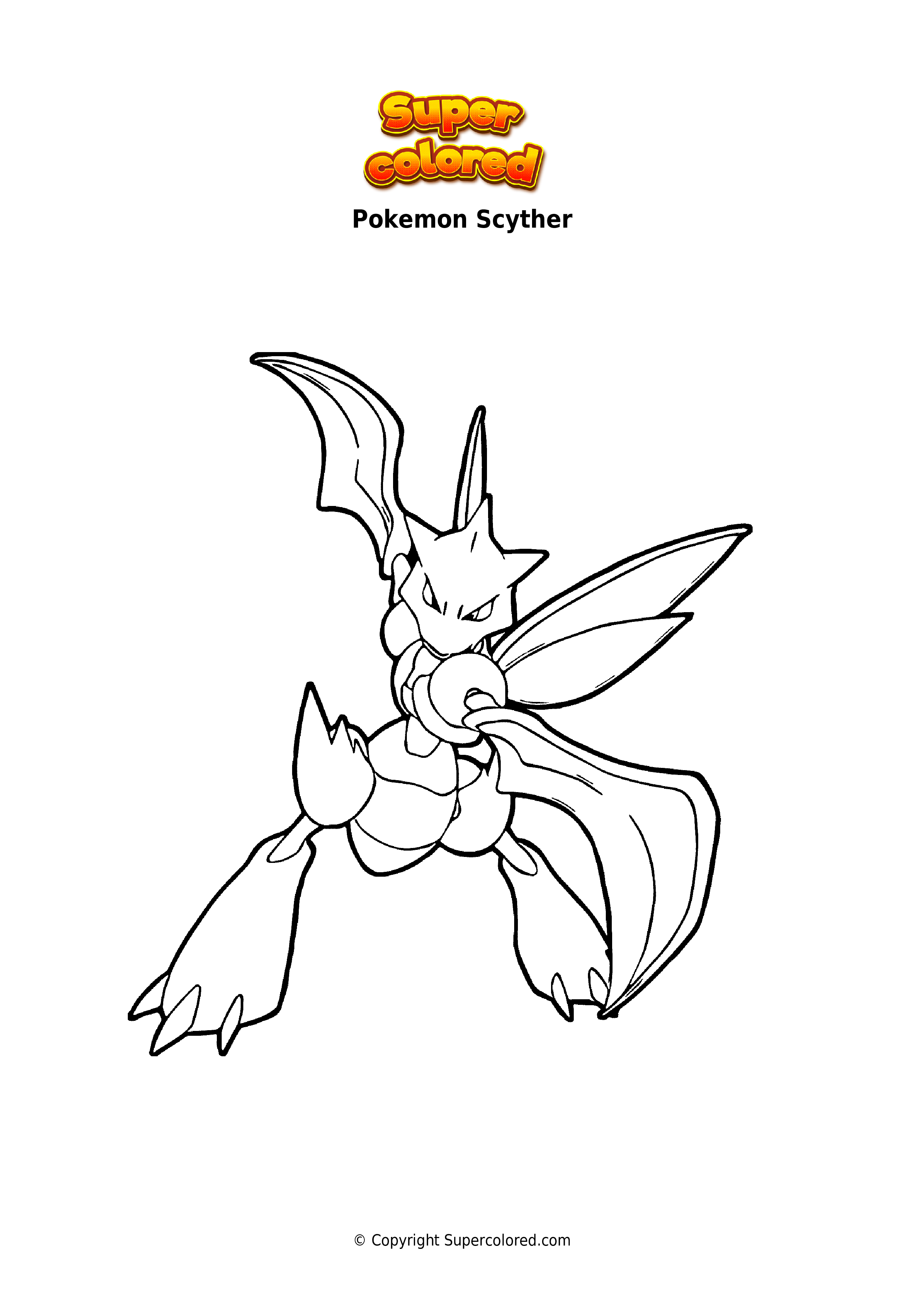 Coloring page Pokemon Scyther - Supercolored.com