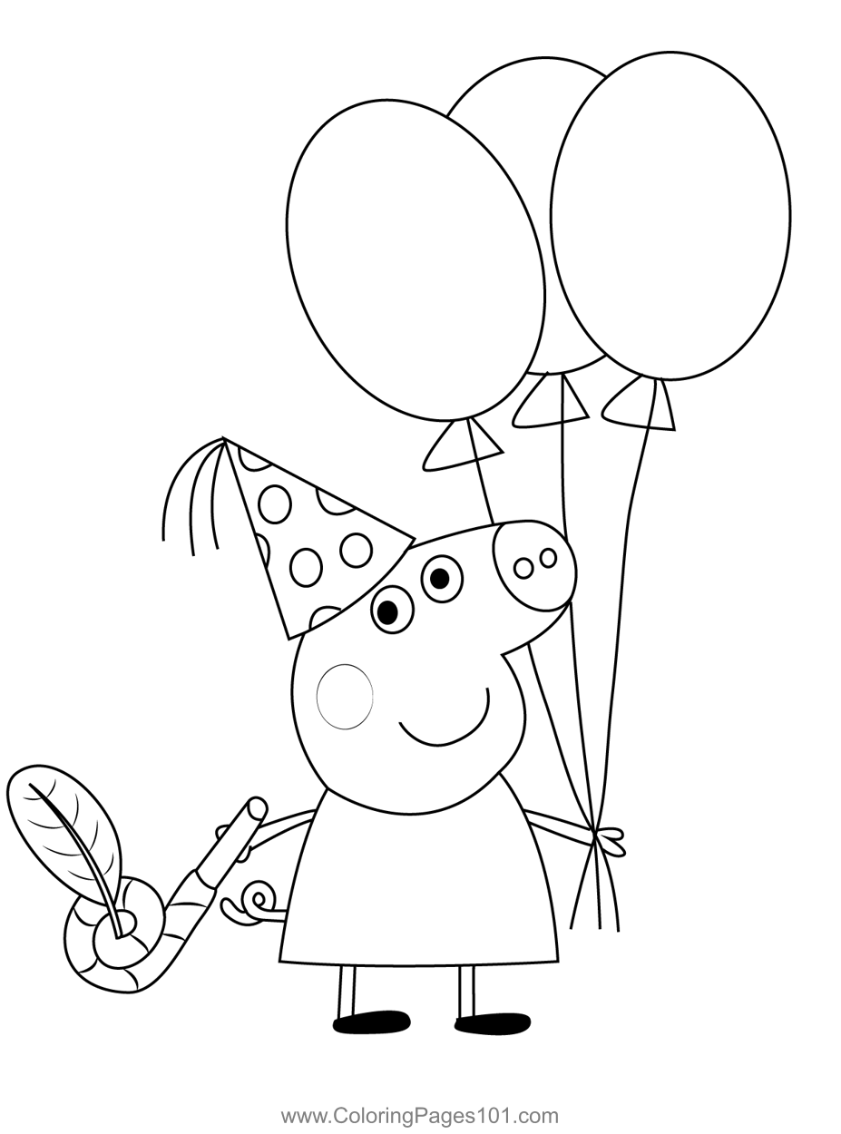 Birthday Pig Coloring Page for Kids - Free Peppa Pig Printable Coloring  Pages Online for Kids - ColoringPages101.com | Coloring Pages for Kids