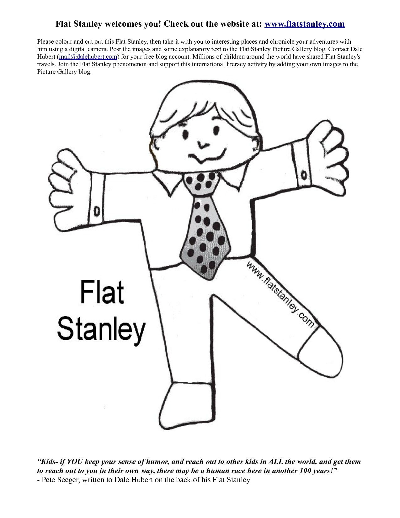 Flat Stanley Printable - Coloring Pages for Kids and for Adults
