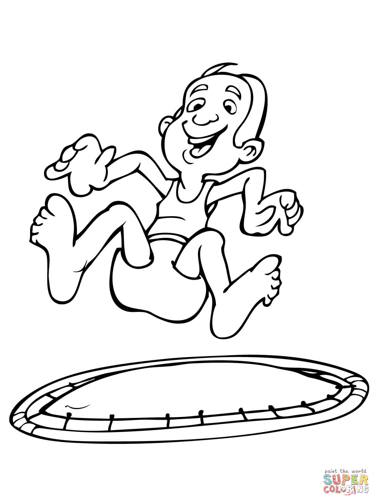 Kid Jumping on the Trampoline coloring page | Free Printable ...