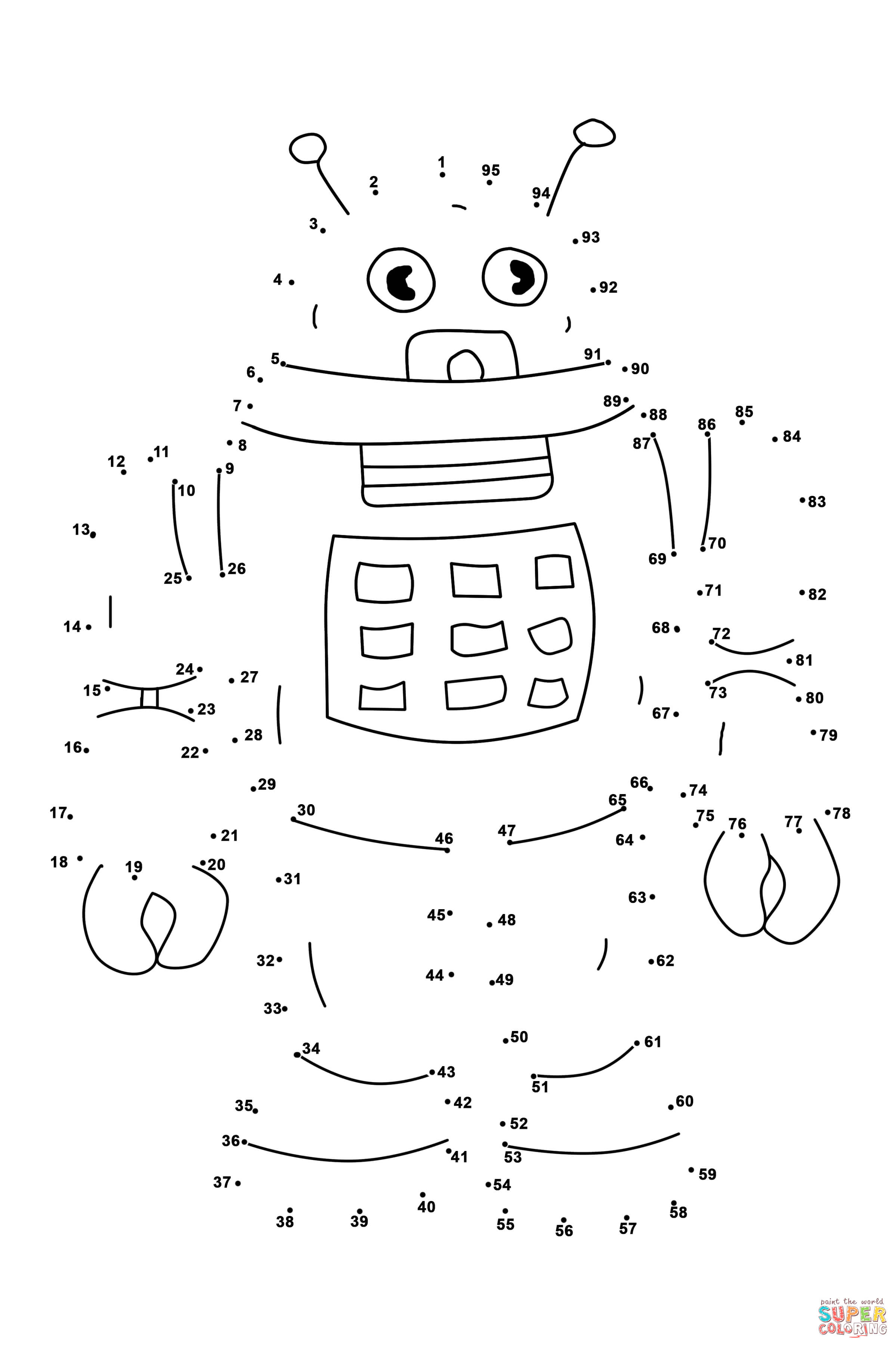 Robot dot to dot | Free Printable Coloring Pages