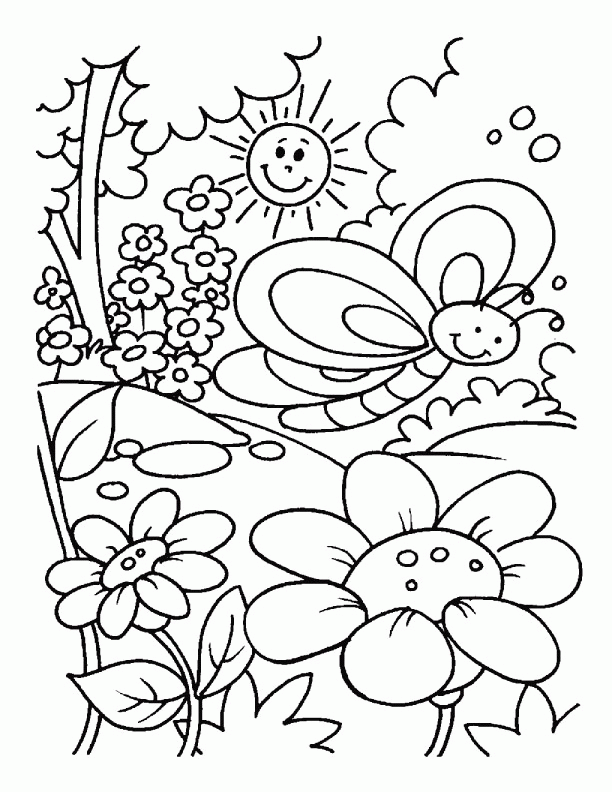 Spring - Coloring Pages for Kids and for Adults