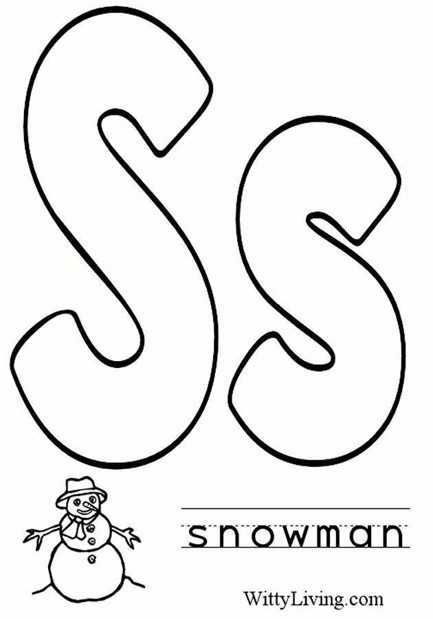 Letter S Coloring Page: Snowman