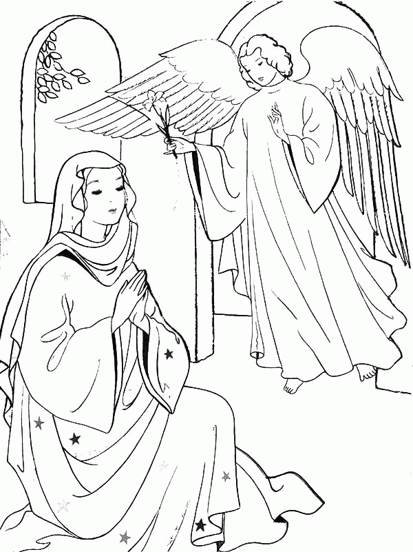 Christmas Story of an Angel Appears to Mary Coloring Pages | Bulk ...