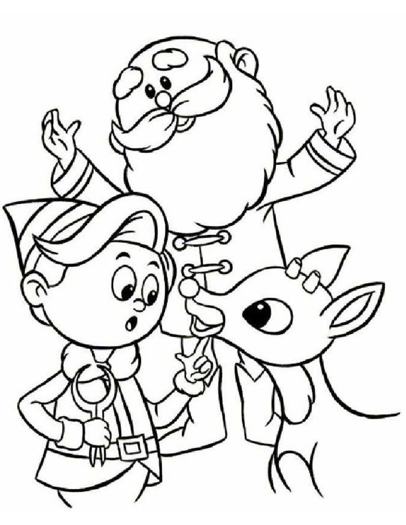 SANTA'S HELPERS coloring pages - Rudolph, Santa Claus and Hermey ...