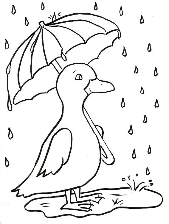 Rainy Day Duckling Coloring Page - Art Starts