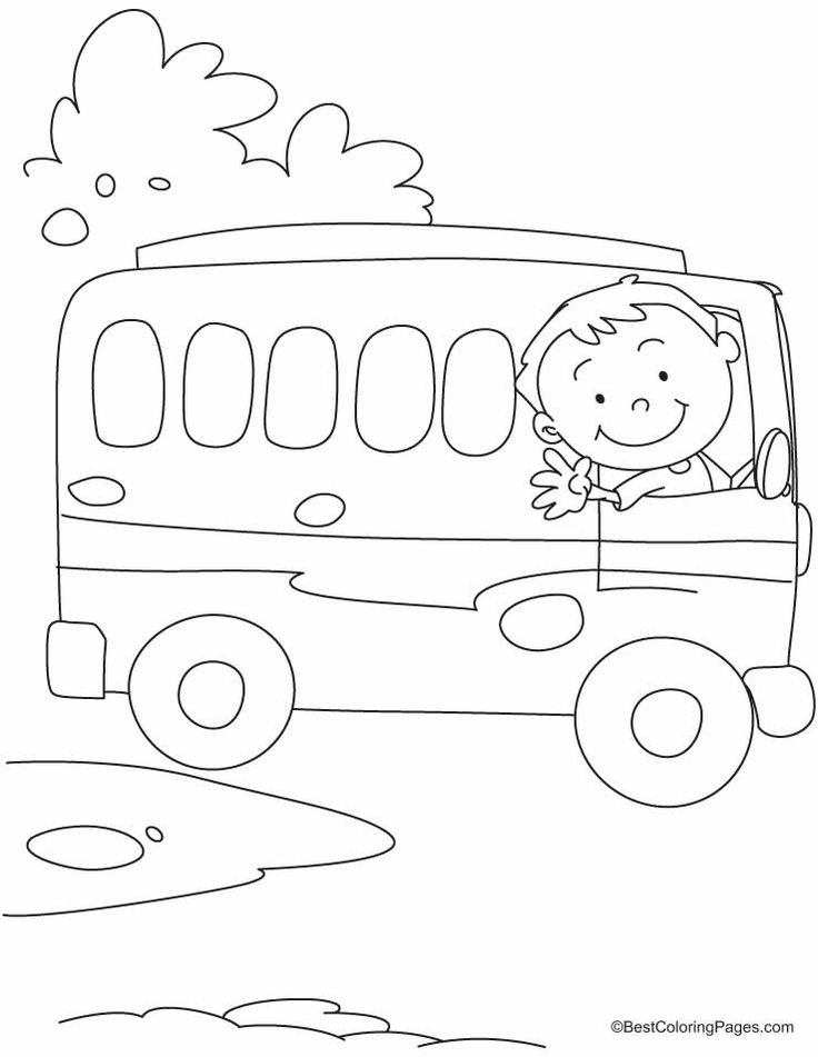 The bus driver says OK, TATA, Bye-Bye coloring pages | Train coloring pages,  Valentines day coloring page, Coloring pages for kids