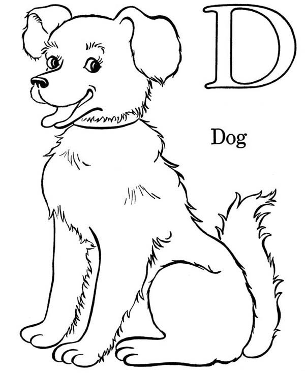D Is For Dog Coloring Page : Color Luna