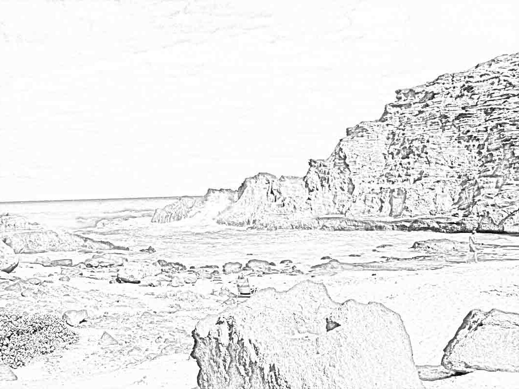 Halona Cove Beach - Coloring Page