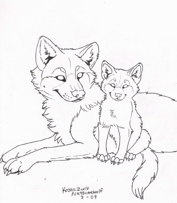 FREE Wolf and Pup Line Art | Wolf sketch, Animal sketches, Canine art