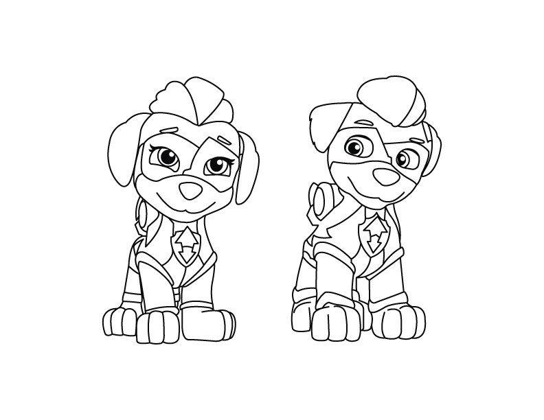 Mighty Twins - Paw Patrol Coloring Page - DRAKL