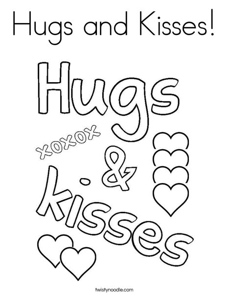 Hugs and Kisses Coloring Page - Twisty Noodle