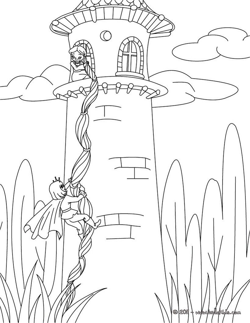 GRIMM fairy tales coloring pages - Rapunzel Grimm tale