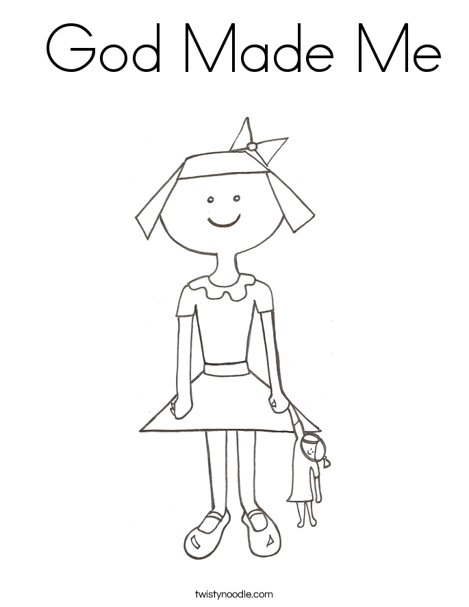 God made me Girl coloring page