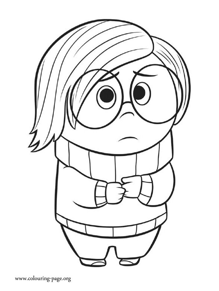Meet Sadness! She is depressed, nervous and sensitive. Print and color this free coloring page