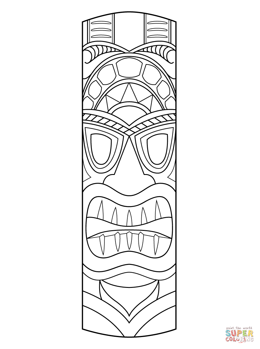 Tiki Mask Coloring Page