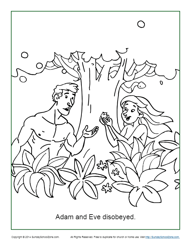 Adam and Eve Disobeyed God Coloring Page (SSZ)