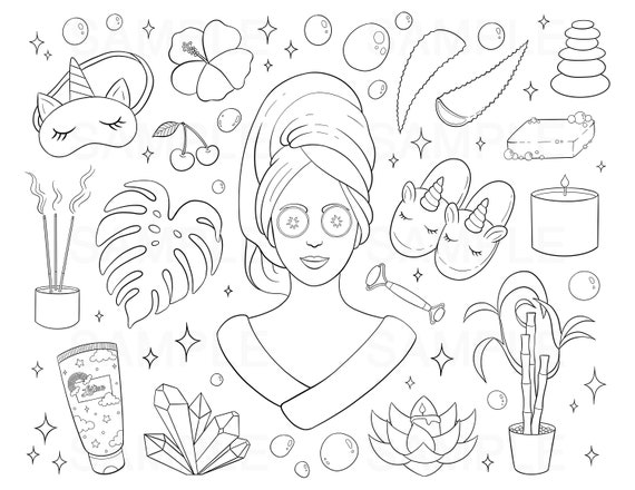 Spa Day Printable Coloring Page Self Care Coloring Page Self - Etsy