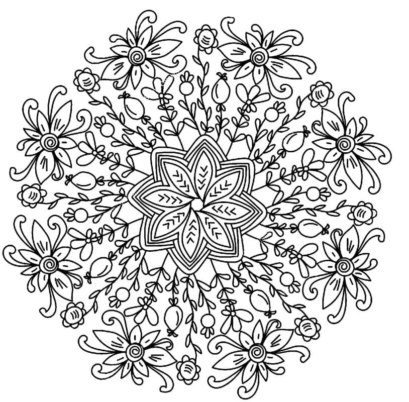 Printable Complex Flower Mandala Coloring Page - Free Printable Coloring  Pages for Kids