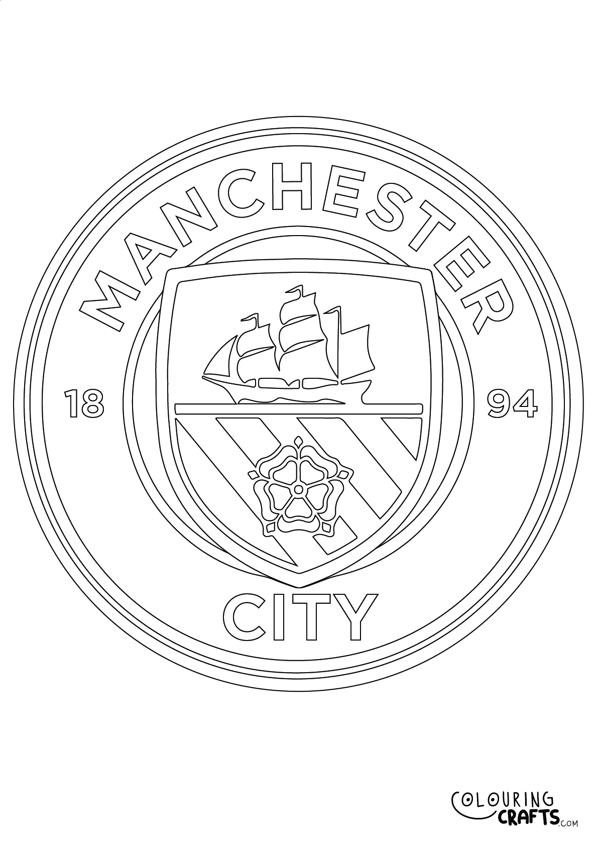 Manchester City Badge Printable Colouring Page - Colouring Crafts