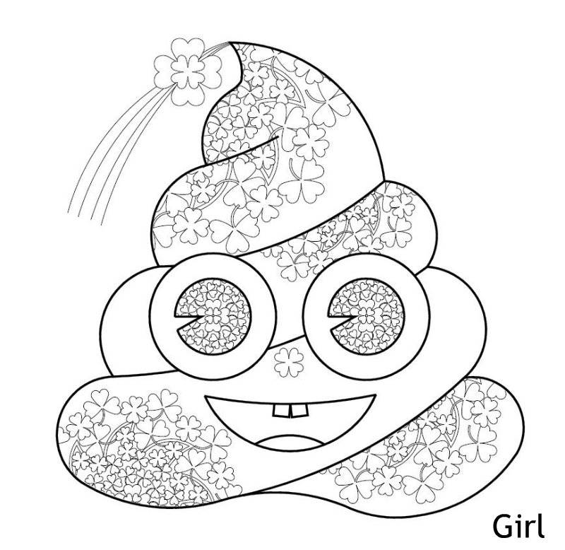 Printable Poop Emoji Coloring-046-girl St Patrick's Day - Etsy