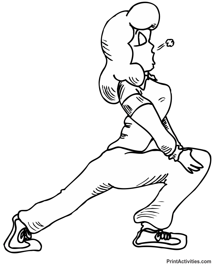 Fitness Coloring Page | Girl doing lunges