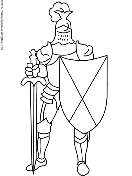 Knight, Armor, Sword & Shield Coloring Page | Audio Stories ...