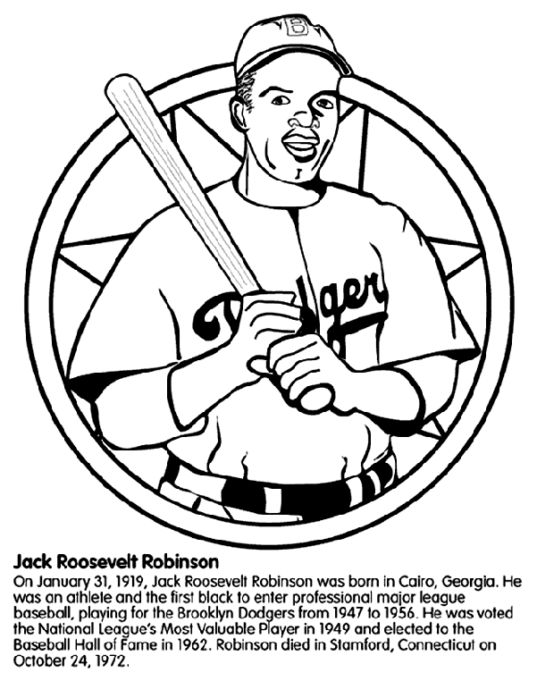 Jackie Robinson - Baseball Player Coloring Page | crayola.com